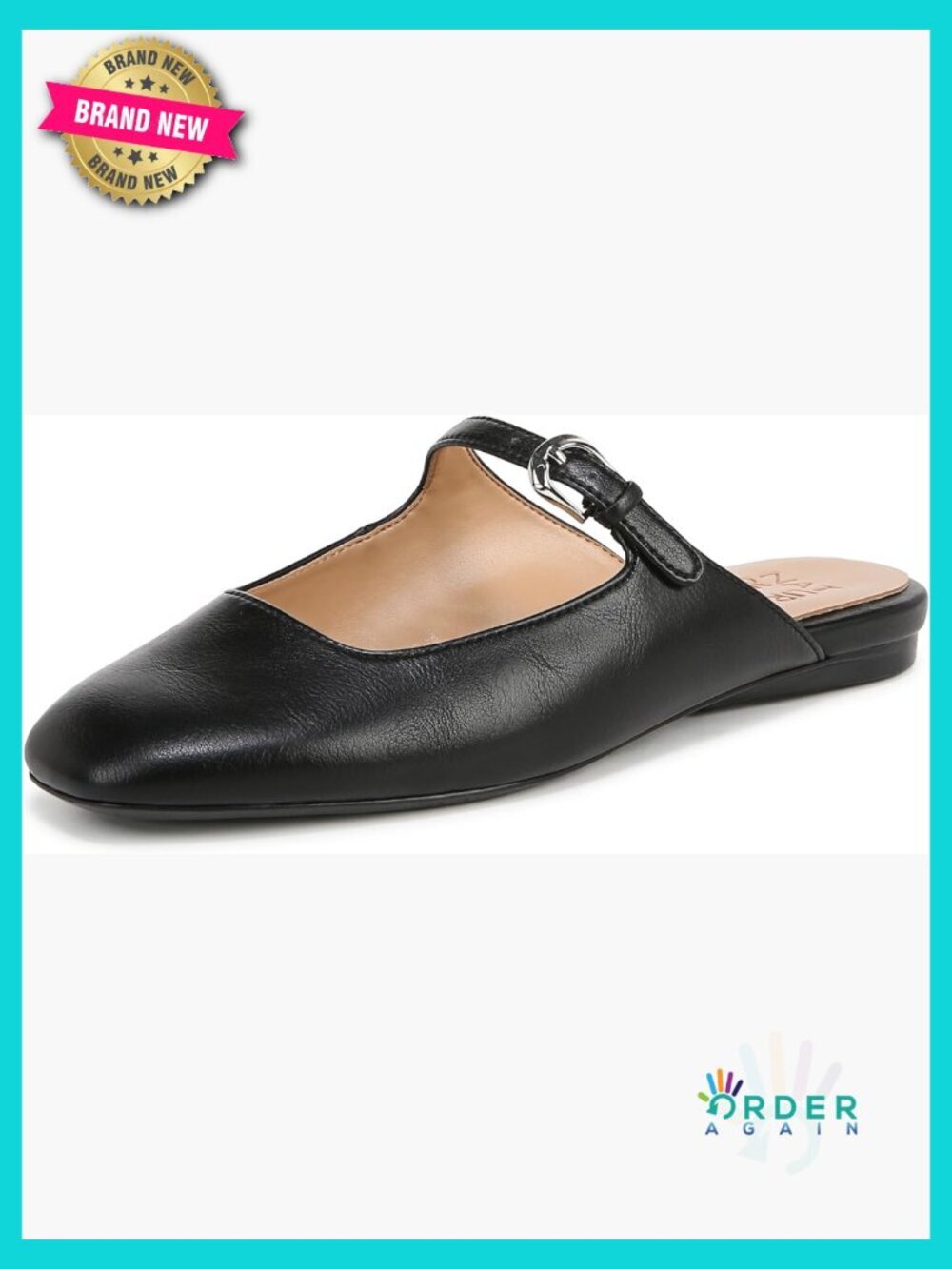 Slip On Mary Jane Mule with Cutout Detail Square Toe 1/2 Inch Heel